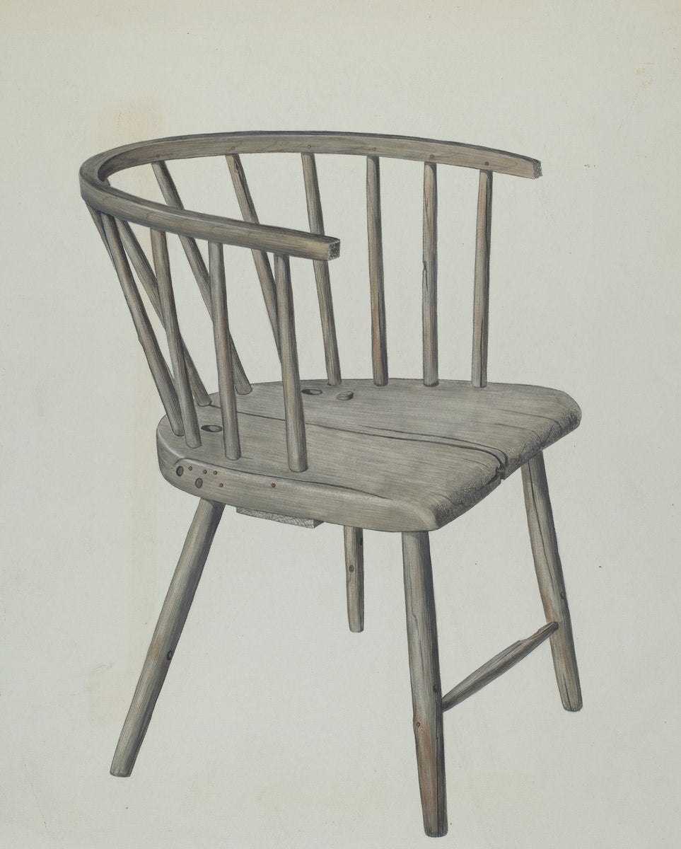 Handmade Arm Chair by Wilbur M Rice (American, active c. 1935), 16X12"(A3)Poster Print