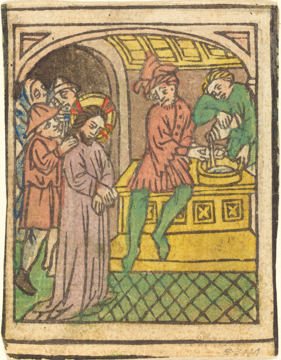 c. 1440/1450 by German 15th Century (Pilate Washing His Hands [recto]), 16X12"(A3)Poster Print