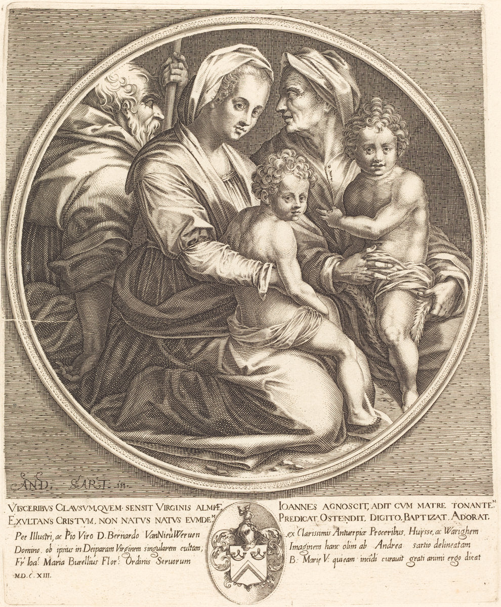 The Holy Family by Jacques Callot after Andrea del Sarto (French, 1592 - 1635), 16X12"(A3)Poster Print