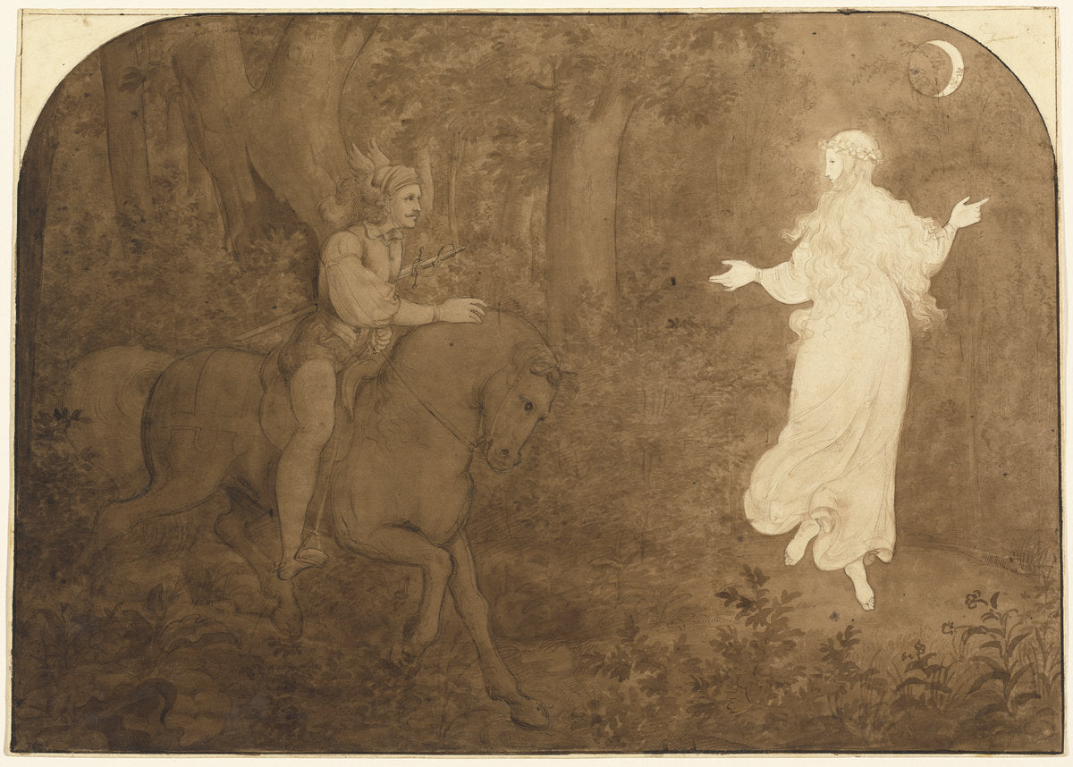The Apparition in the Forest by Moritz von Schwind (Austrian, 1804 - 1871), 16X12"(A3)Poster Print
