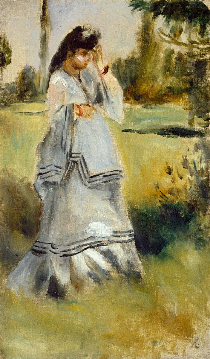 Woman in a Park by Auguste Renoir (French, 1841 - 1919), 16X12"(A3)Poster Print