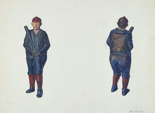 Baseball Player Coin Bank by William O. Fletcher (American, active c. 1935), 16X12"(A3)Poster Print