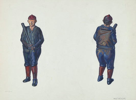 Baseball Player Coin Bank by William O. Fletcher (American, active c. 1935), 16X12"(A3)Poster Print