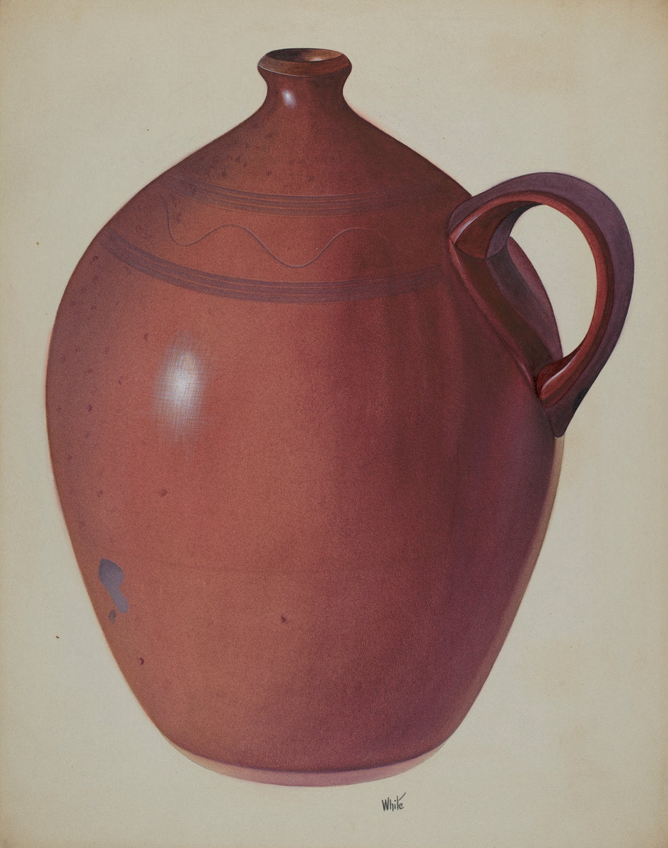 Economy Redware Jug by Edward White (American, active c. 1935), 16X12"(A3)Poster Print
