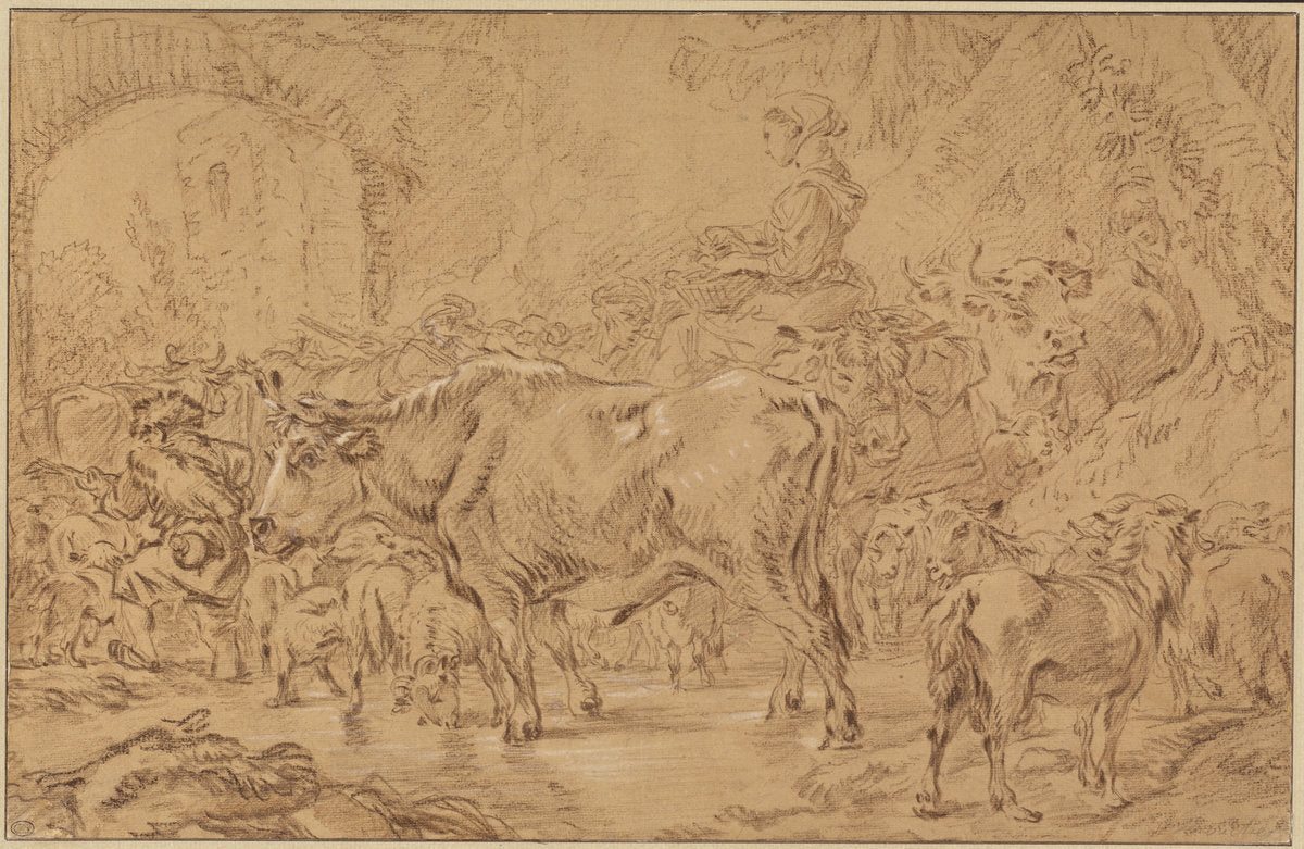Return to the Fold by François Boucher (French, 1703 - 1770), 16X12"(A3)Poster Print