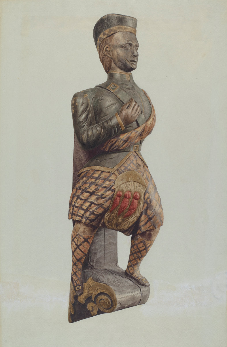 Figurehead: "The Highlander" by Ingrid Selmer-Larsen (American, 1913 - 2005), 16X12"(A3)Poster Print