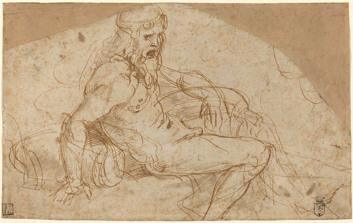 River God by Giulio Romano (Roman, 1499 - 1546), 16X12"(A3)Poster Print