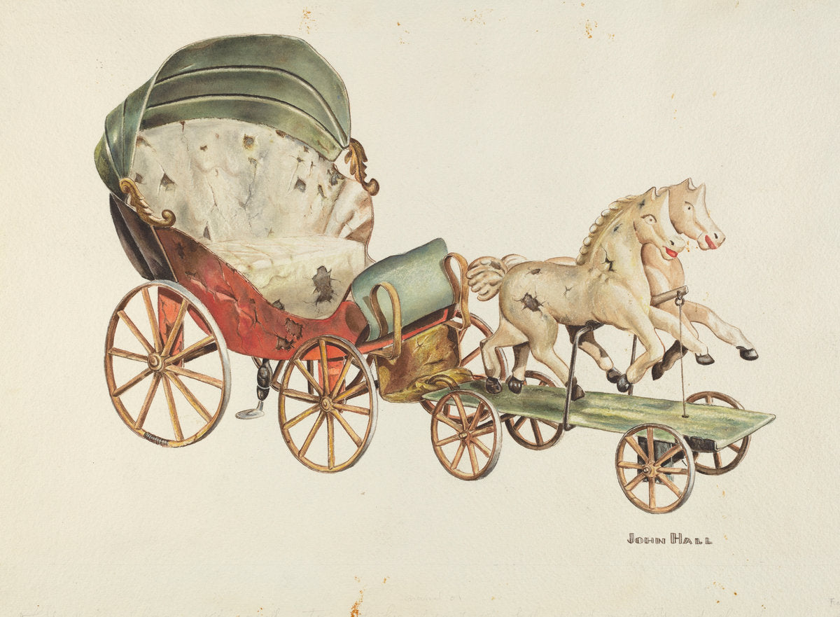 Calash and Horses by John Hall (American, active c. 1935), 16X12"(A3)Poster Print
