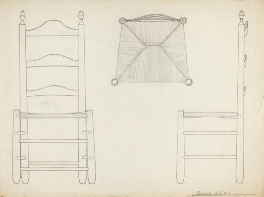 1935/1942 by American 20th Century (Study for Drawing of Chair), 16X12"(A3)Poster Print