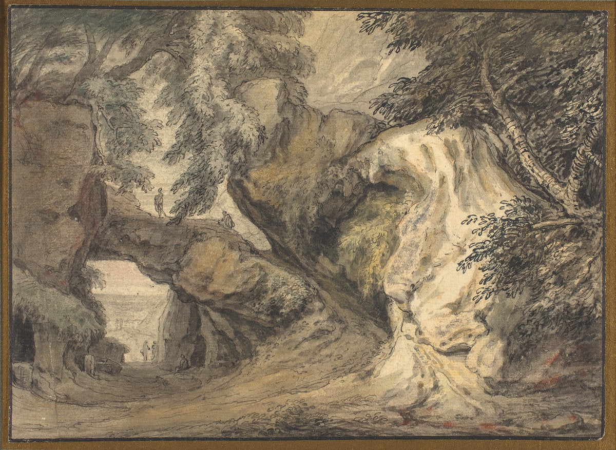 Landscape with a Natural Arch by Abraham Genoels II (Flemish, 1640 - 1723), 16X12"(A3)Poster Print