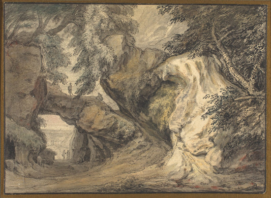 Landscape with a Natural Arch by Abraham Genoels II (Flemish, 1640 - 1723), 16X12"(A3)Poster Print