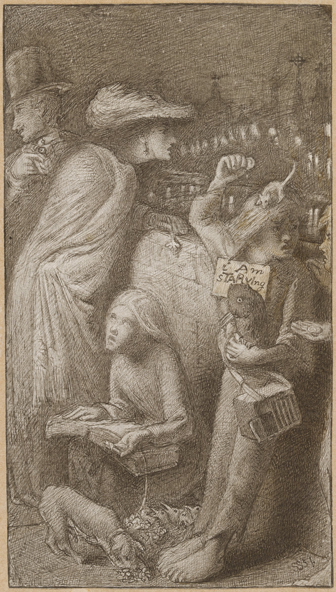 I Am Starving by Simeon Solomon (British, 1840 - 1905), 16X12"(A3)Poster Print