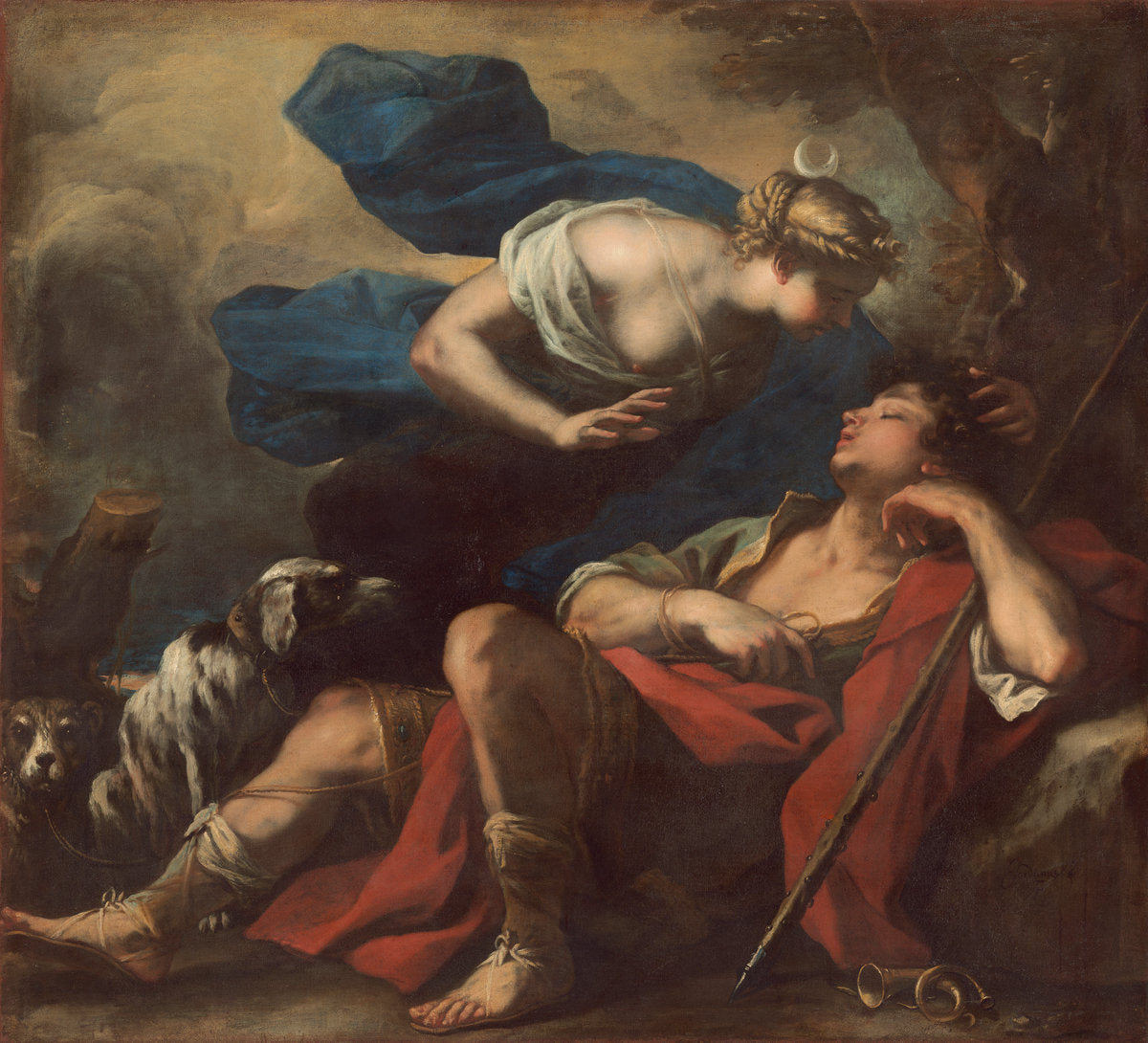 Diana and Endymion by Luca Giordano (Neapolitan, 1634 - 1705), 16X12"(A3)Poster Print