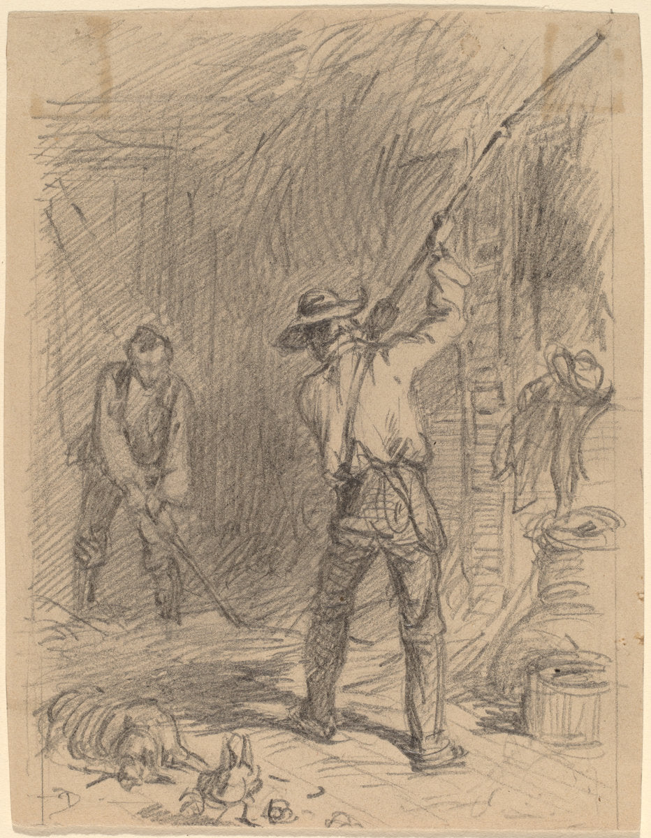 Man Flailing by Felix Octavius Carr Darley (American, 1822 - 1888), 16X12"(A3)Poster Print