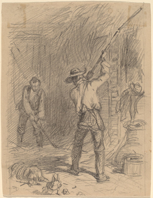 Man Flailing by Felix Octavius Carr Darley (American, 1822 - 1888), 16X12"(A3)Poster Print