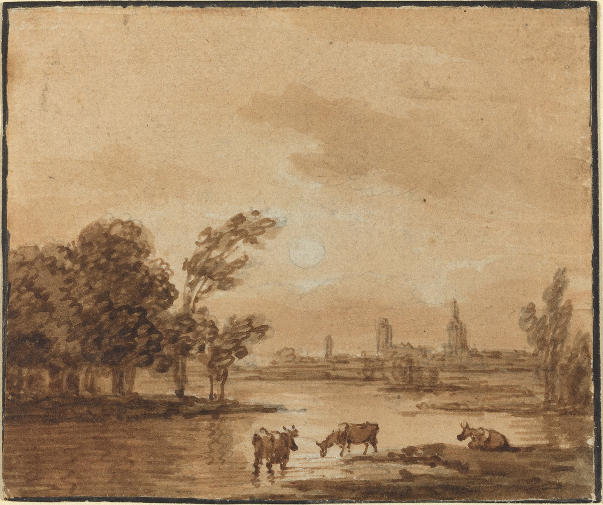 Landscape by Anthonie van Borssom (Dutch, 1629/1630 - 1677), 16X12"(A3)Poster Print