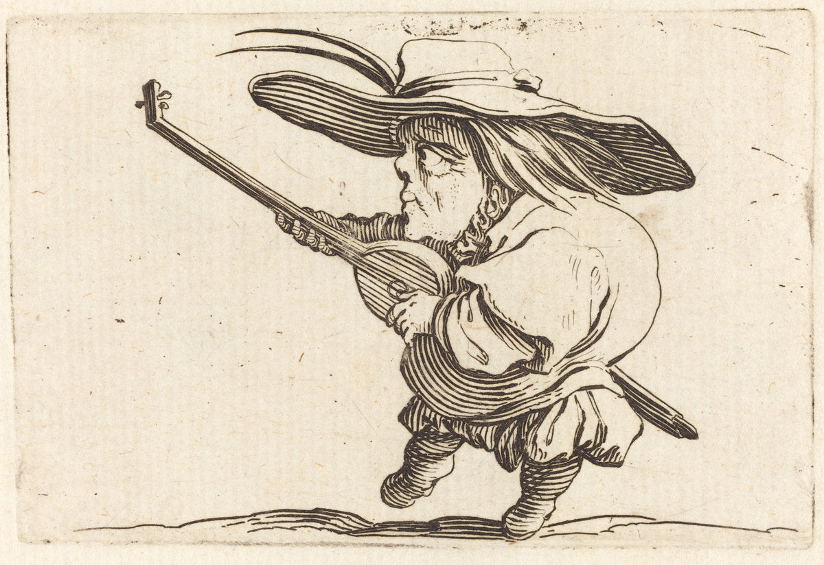 The Lute Player by Jacques Callot (French, 1592 - 1635), 16X12"(A3)Poster Print