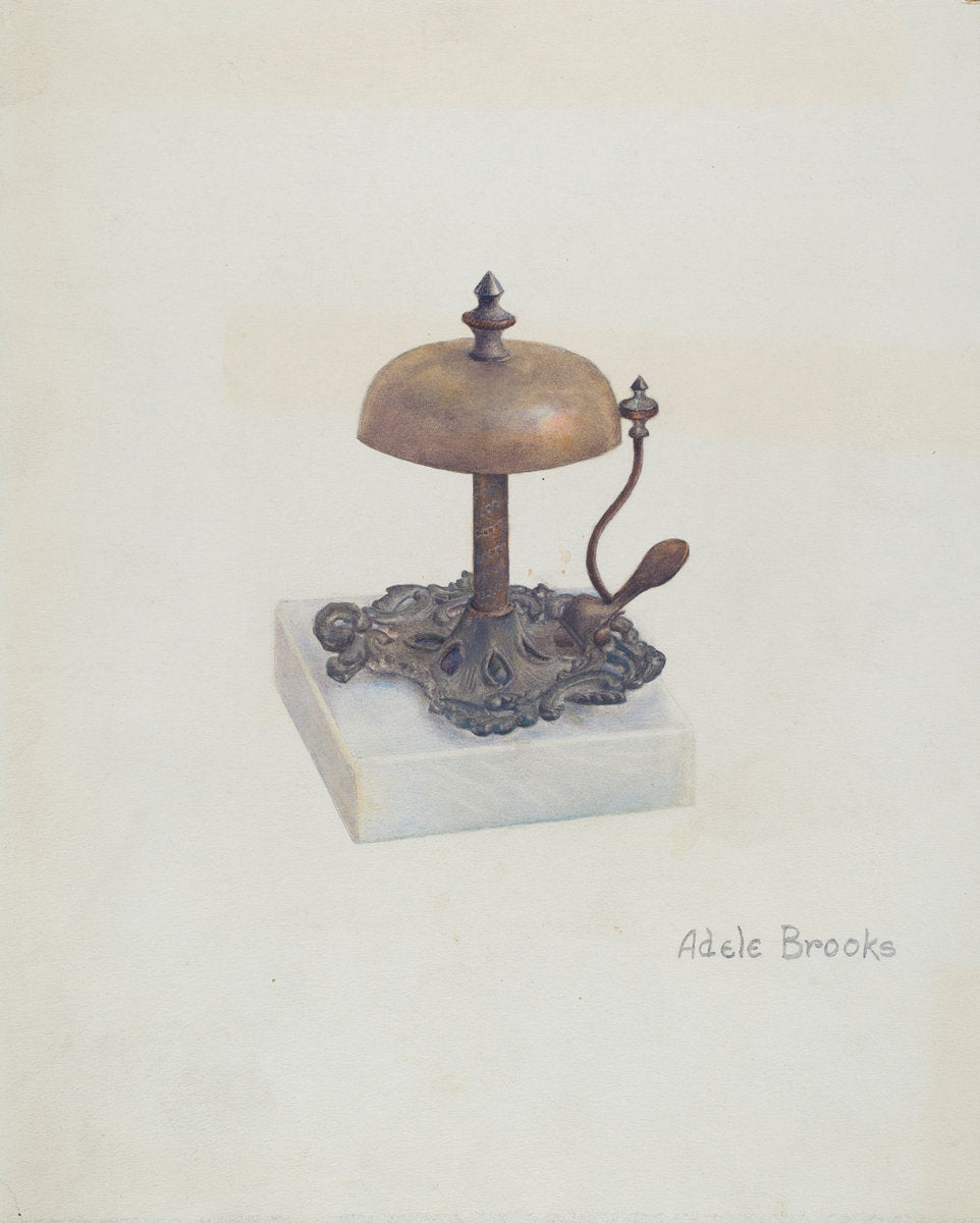 Cast Iron Table Bell by Adele Brooks (American, active c. 1935), 16X12"(A3)Poster Print