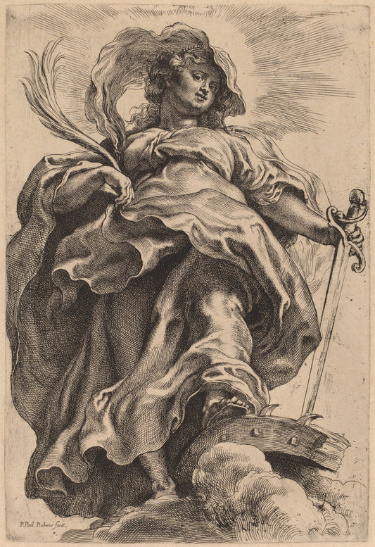 Saint Catherine in the Clouds by Sir Peter Paul Rubens (Flemish, 1577 - 1640), 16X12"(A3)Poster Print