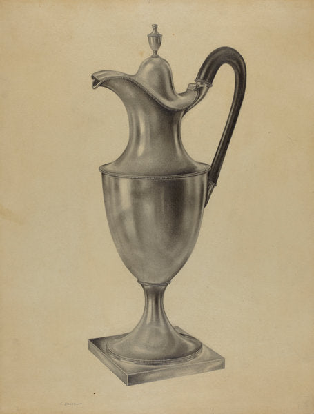 Silver Hot Water Pot by Leo Drozdoff (American, 1913 - 1964), 16X12"(A3)Poster Print
