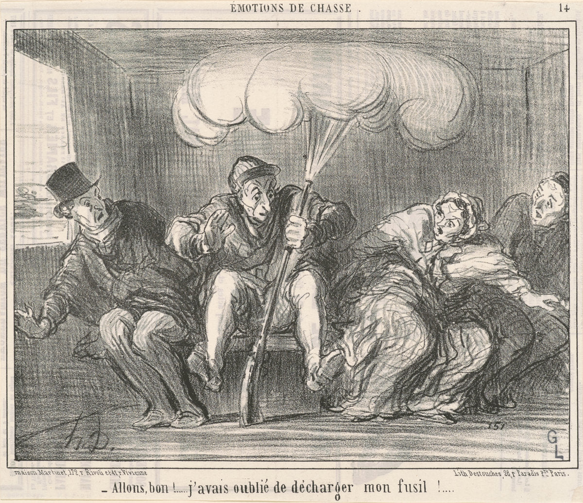 Allons Bon! J'avais oublié de décharger mon fusil! by Honoré Daumier (French, 1808 - 1879), 16X12"(A3)Poster Print