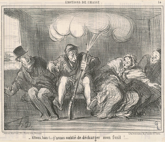 Allons Bon! J'avais oublié de décharger mon fusil! by Honoré Daumier (French, 1808 - 1879), 16X12"(A3)Poster Print