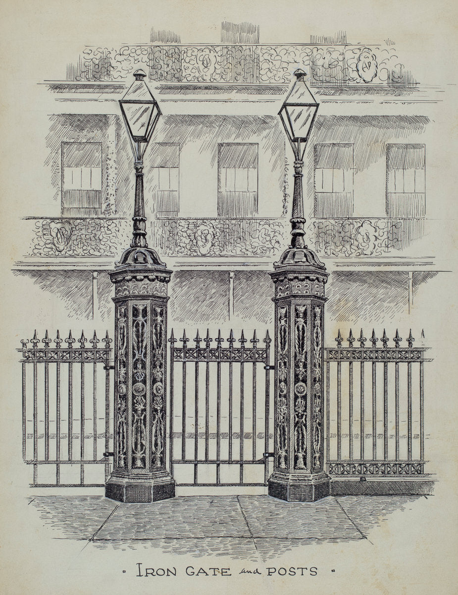 Cast Iron Gate and Fence by Al Curry (American, active c. 1935), 16X12"(A3)Poster Print