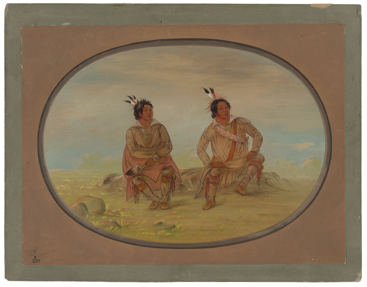 Two Choctaw Indians by George Catlin (American, 1796 - 1872), 16X12"(A3)Poster Print