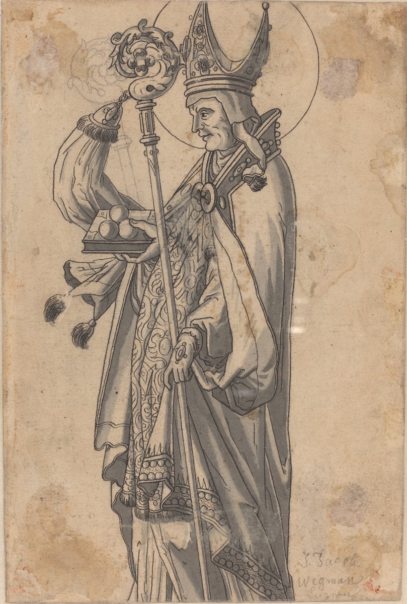 Saint Nicholas (verso) by Circle of Hans Heinrich Wägmann (Swiss, 1557 - 1628), 16X12"(A3)Poster Print