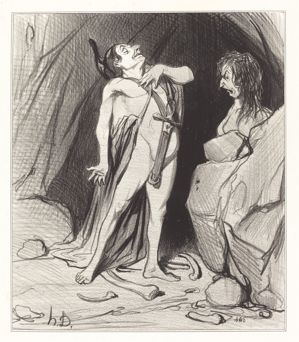 Oedipe chez le Sphinx by Honoré Daumier (French, 1808 - 1879), 16X12"(A3)Poster Print