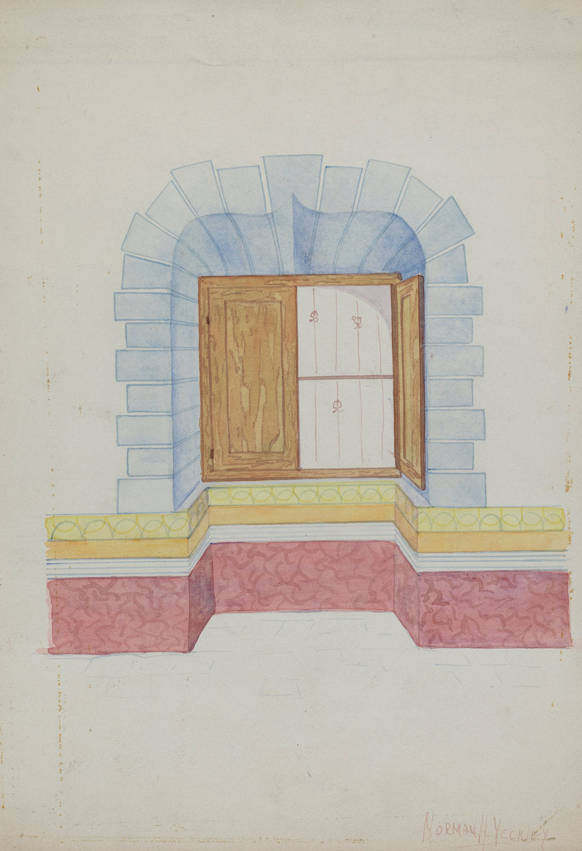 South Wall of "Governor's Room" at Mission by N.H. Yeckley (American, active c. 1935), 16X12"(A3)Poster Print