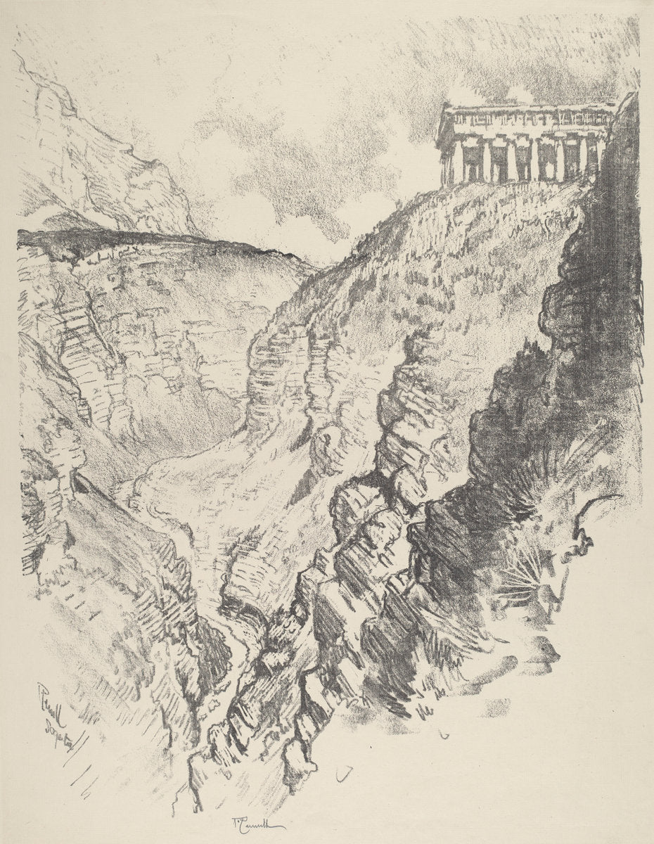 Temple over the Canon, Segesta by Joseph Pennell (American, 1857 - 1926), 16X12"(A3)Poster Print