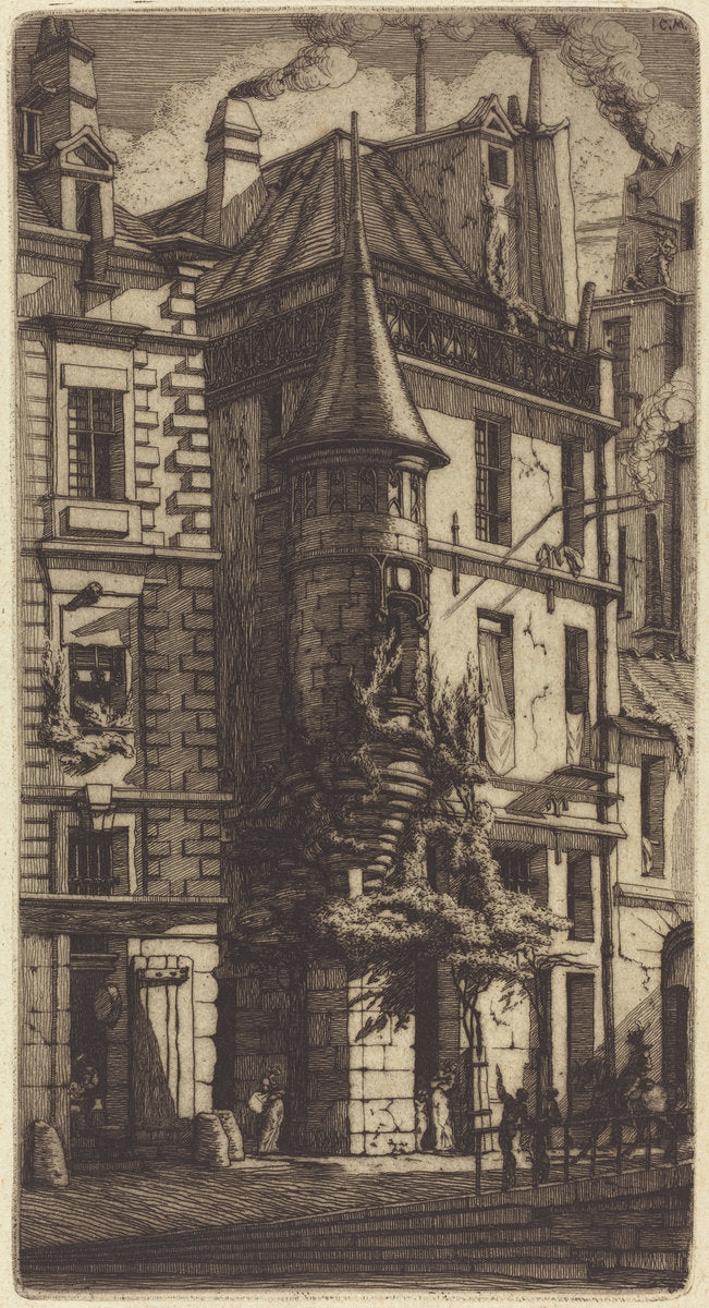 Tourelle de la Rue de la Tixéranderie, Paris (House with a Turret, Weavers' Street, Paris) by Charles Meryon (French, 1821 - 1868), 16X12"(A3)Poster Print