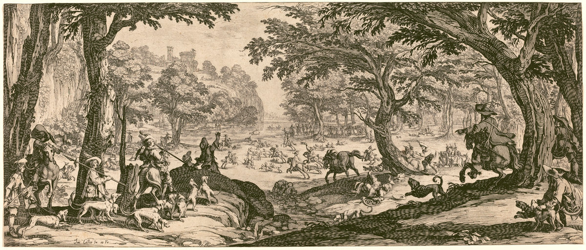 The Stag Hunt by Jacques Callot (French, 1592 - 1635), 16X12"(A3)Poster Print