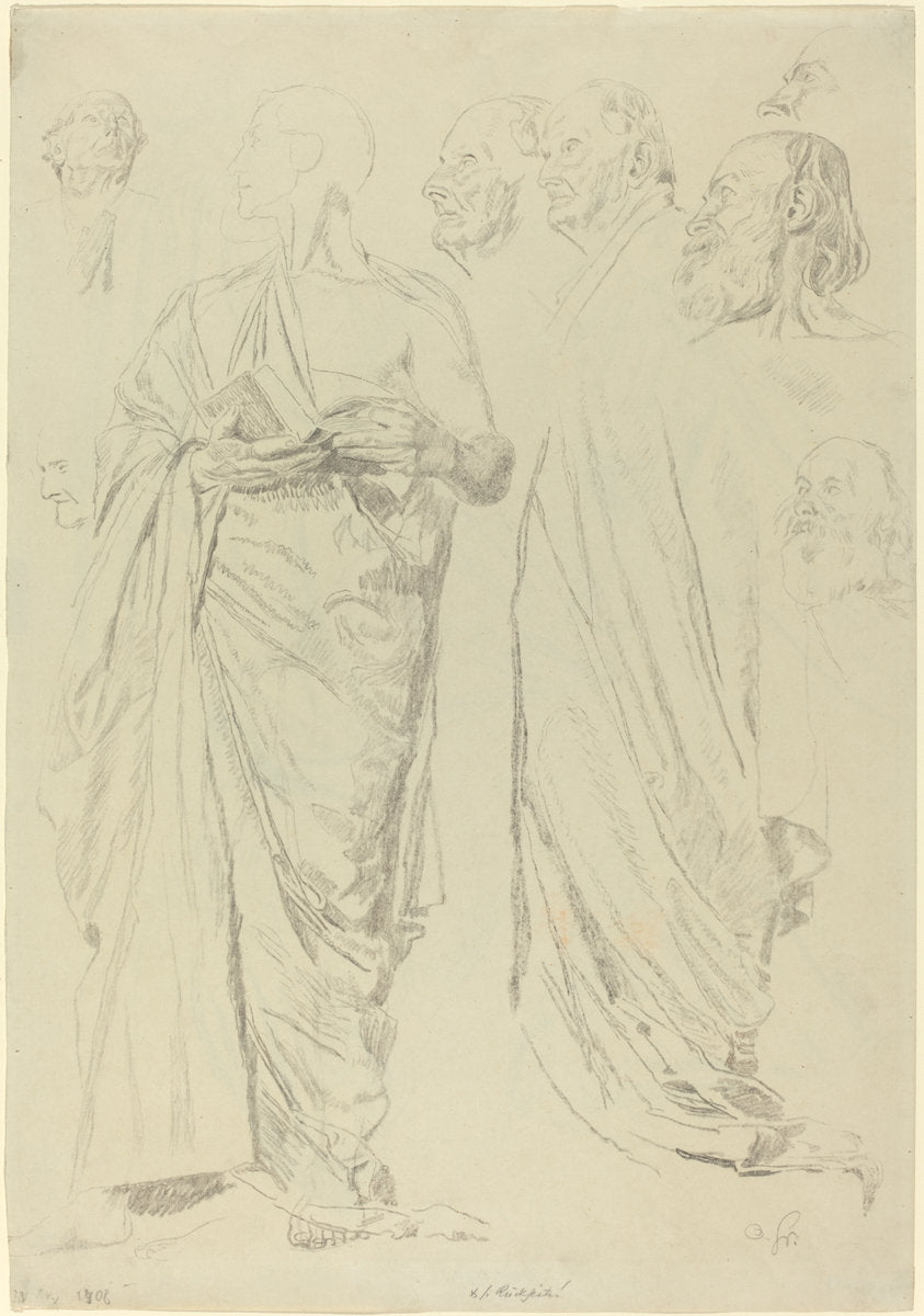 Studies of Men in Togas [recto] by Otto Greiner (German, 1869 - 1916), 16X12"(A3)Poster Print