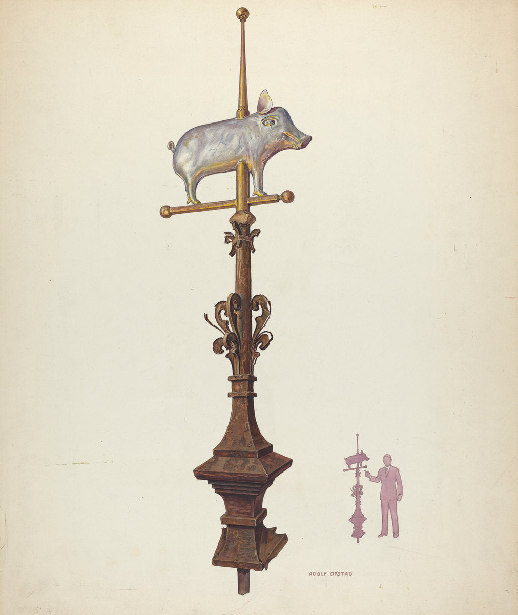 Weather Vane Finial by Adolph Opstad (American, active c. 1935), 16X12"(A3)Poster Print