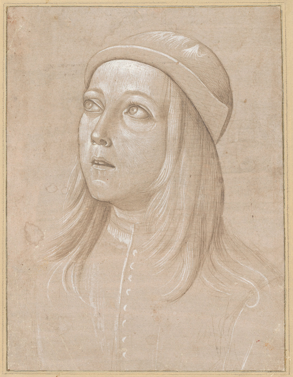 Head of a Youth Looking Up by Pinturicchio (Sienese, c. 1454 - 1513), 16X12"(A3)Poster Print