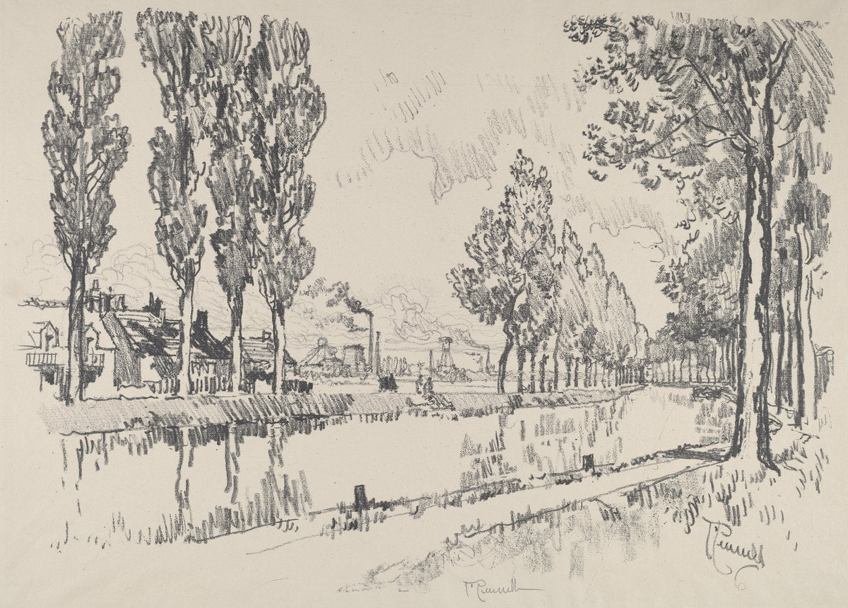 The Canal at Blanzy, France by Joseph Pennell (American, 1857 - 1926), 16X12"(A3)Poster Print