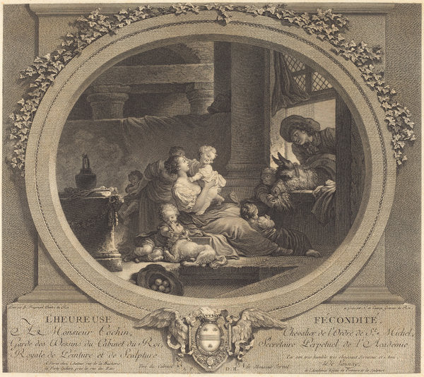 L'heureuse fécondité by Nicolas Delaunay after Jean-Honoré Fragonard (French, 1739 - 1792), 16X12"(A3)Poster Print