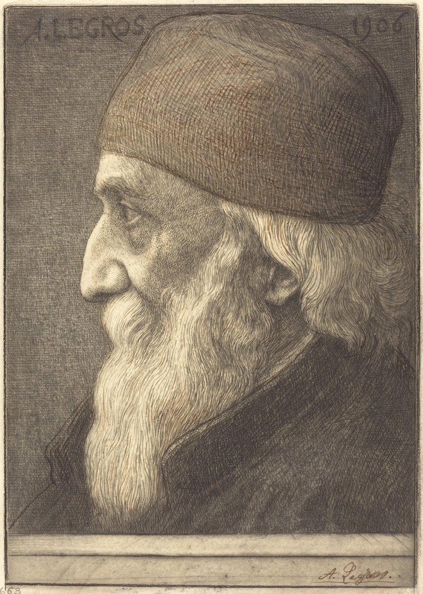 Self-Portrait, 13th plate by Alphonse Legros (French, 1837 - 1911), 16X12"(A3)Poster Print