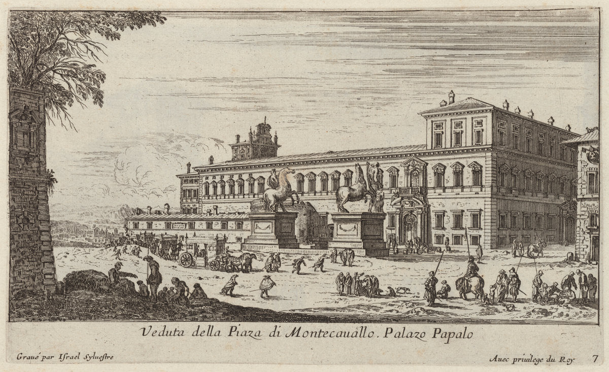 Veduta della Piaza di Montecavallo by Israël Silvestre (French, 1621 - 1691), 16X12"(A3)Poster Print