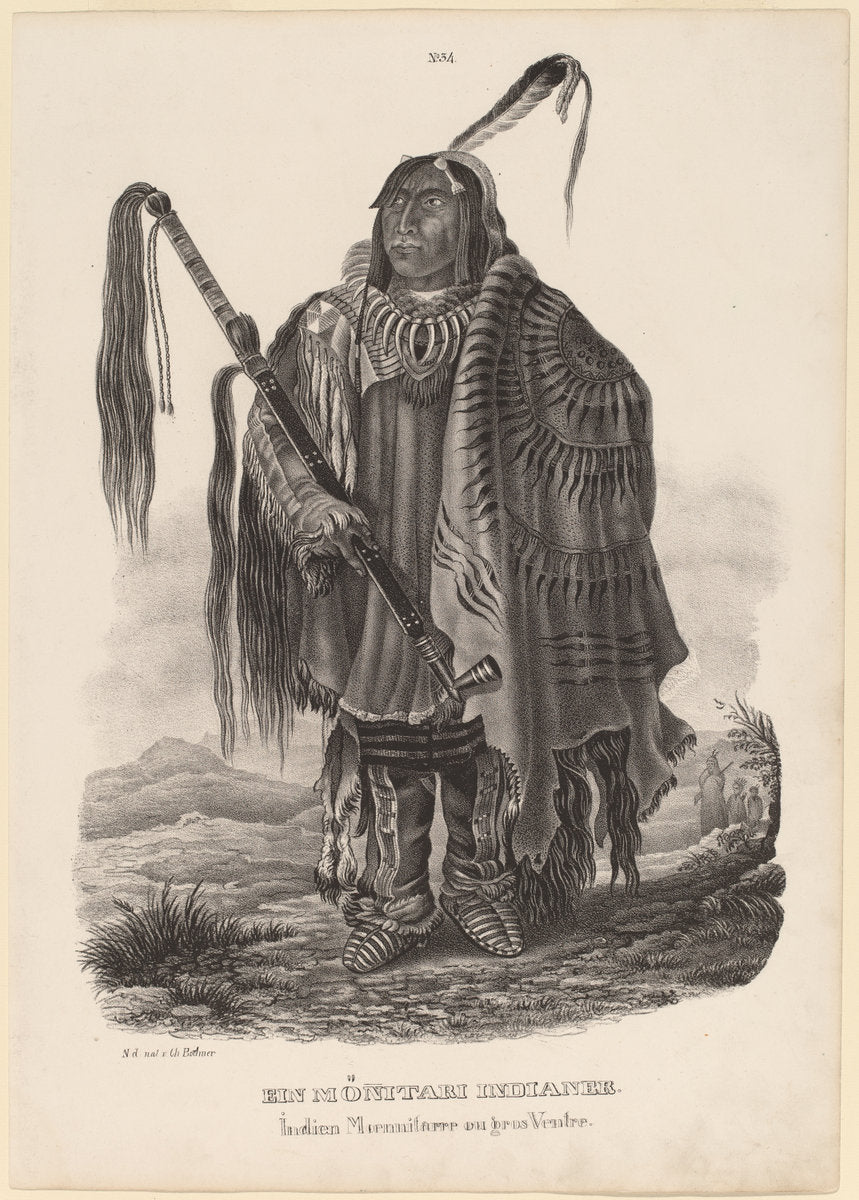 Ein Monitari Indianer by Karl Bodmer (Swiss, 1809 - 1893), 16X12"(A3)Poster Print
