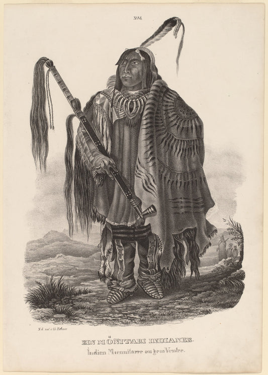 Ein Monitari Indianer by Karl Bodmer (Swiss, 1809 - 1893), 16X12"(A3)Poster Print