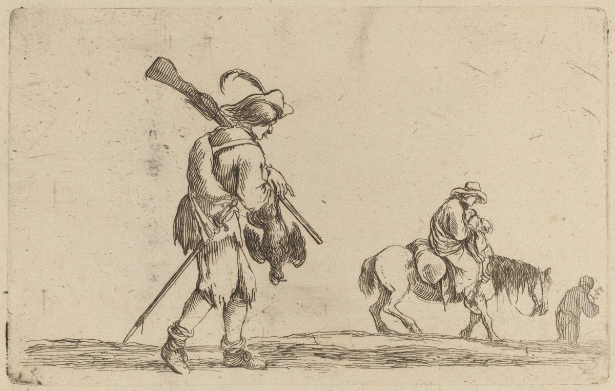 Soldier Holding a Fowl by the Feet by Stefano Della Bella (Italian, 1610 - 1664), 16X12"(A3)Poster Print