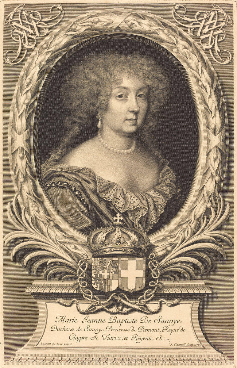 Marie-Jeanne-Baptiste, Duchesse de Savoie by Robert Nanteuil after Laurent Dufour (French, 1623 - 1678), 16X12"(A3)Poster Print