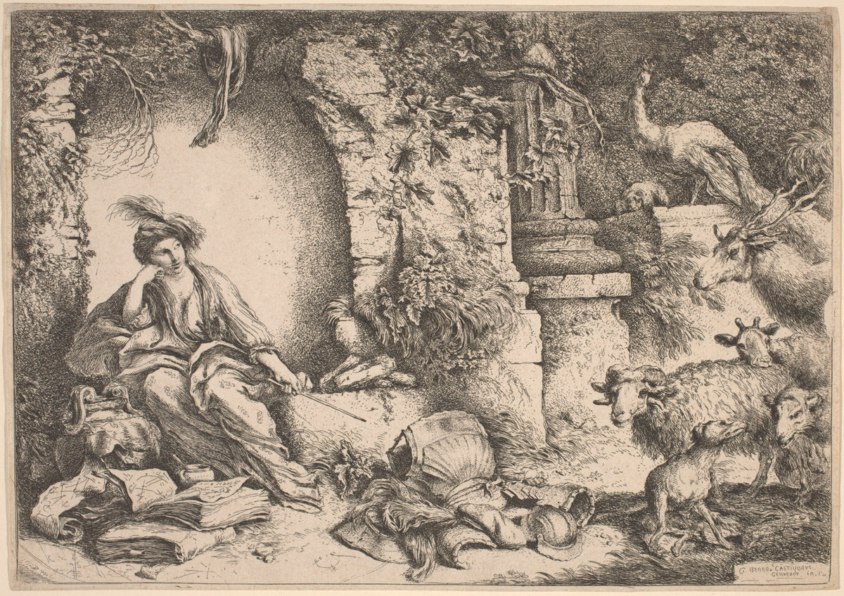 Circe Changing Ulysses' Men into Beasts by Giovanni Benedetto Castiglione (Italian, 1609 or before - 1664), 16X12"(A3)Poster Print