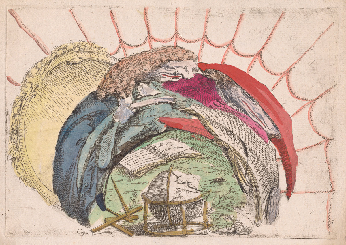Scholars Consulting Books and a Globe by Giovanni Francesco Costa (Venetian, 1711 - 1773), 16X12"(A3)Poster Print