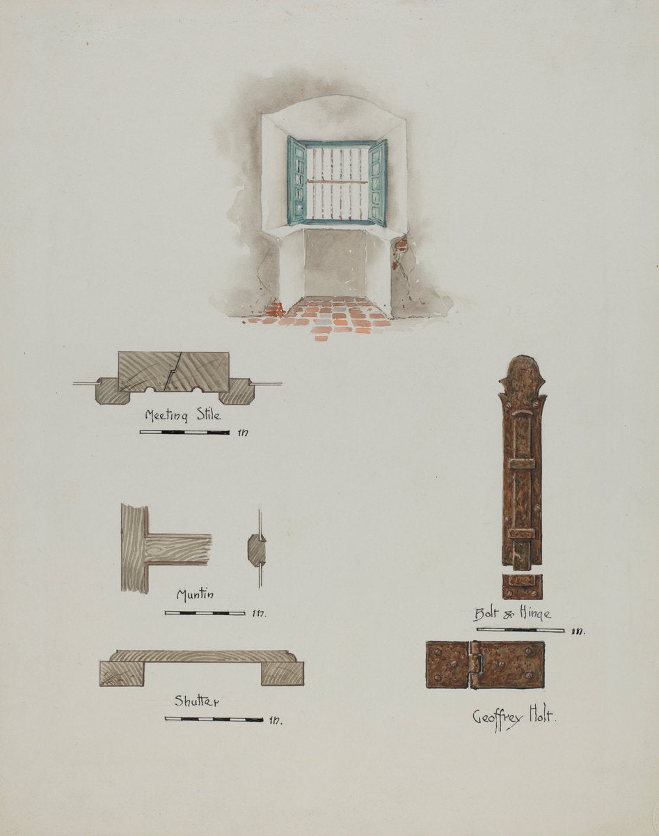 Window Recess, and Casement Details by Geoffrey Holt (American, active c. 1935), 16X12"(A3)Poster Print