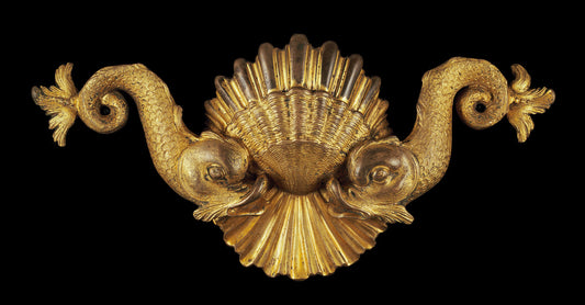 16th century by Italian 16th Century (Appliqué in the Form of Paired Dolphins on a Scallop Shell), 16X12"(A3)Poster Print