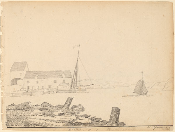 Hudson River Landing [recto] by Alexander Robertson (American, 1772 - 1841), 16X12"(A3)Poster Print